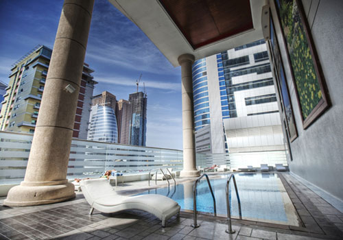 Pool area at Hotel Byblos TECOM