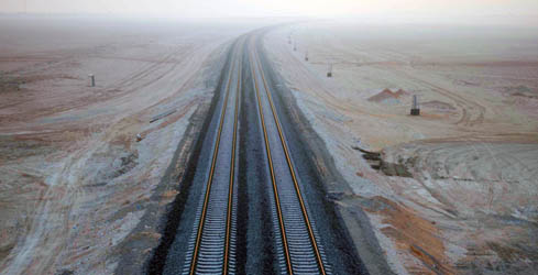 Railway in the desert in Dubai