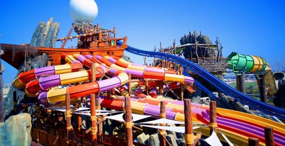 Colourful water slide in Yas waterworld