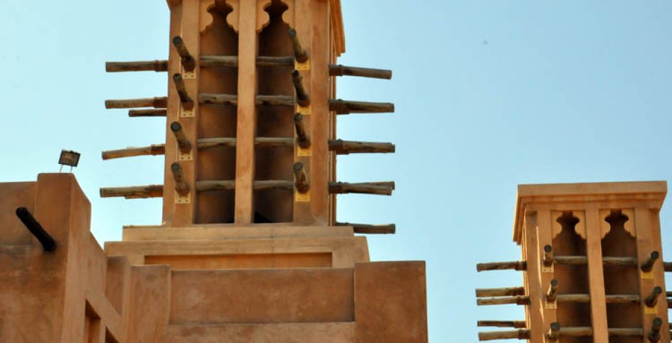 Closeup of windtowers in Dubai