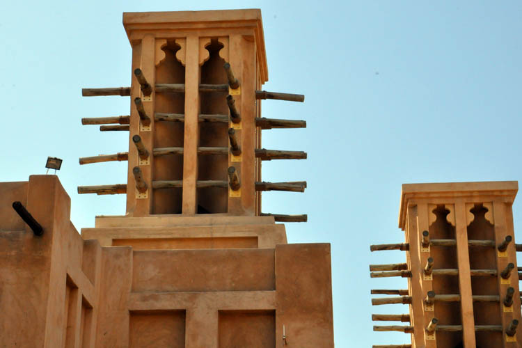 Closeup of windtowers in Dubai