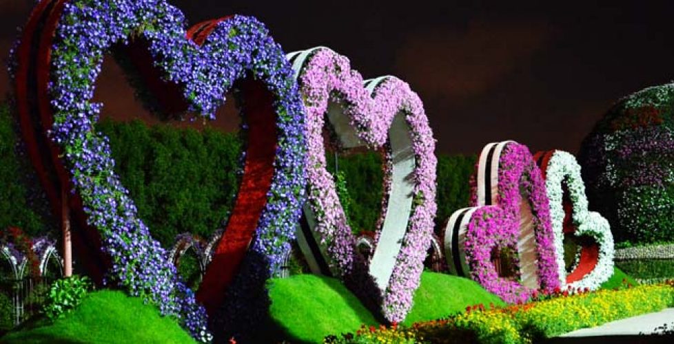 Heart shaped decoration made out of flowers