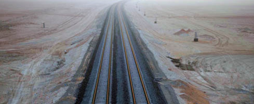 Railway in the desert in Dubai