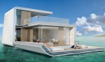 Modern villa built on the water