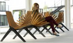 Organic looking wooden benches